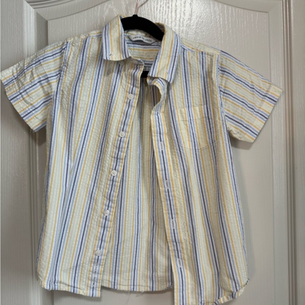 Janie and Jack Yellow and Blue Striped Button-Down Shirt